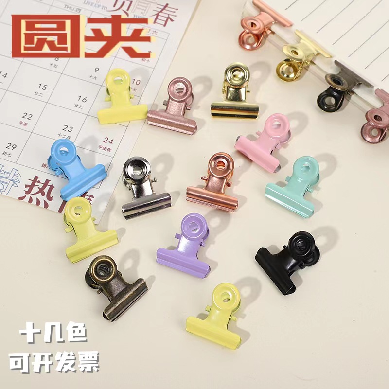 Factory Color Round Clip 22mm Electroplated Stainless Steel Round Clip Mountain Clip Rose Gold Bill Clip Office Storage