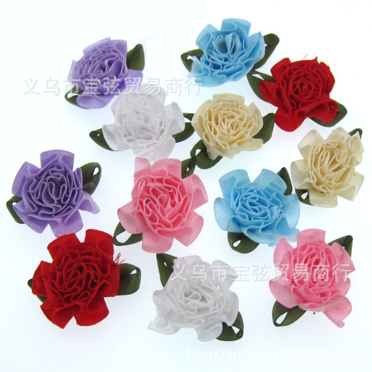 Ribbon small flower 3 points Carnation small flower underwear clothing accessories DIY handmade eight-character leaf bag ribbon flower