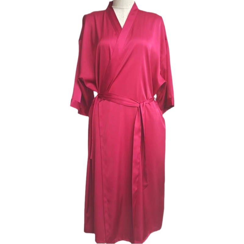 Men's Nightgown Spring and Summer New Silk Home Clothes Cardigan Pajamas Luxury Noble Morning Robe Half Sleeve Kimono Robe