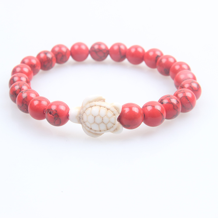 Picture of Zhou Lianfa 8MM Decorative Lava Volcanic Stone Beads Turquoise Cross Elastic Elastic Bracelet for Men and Women