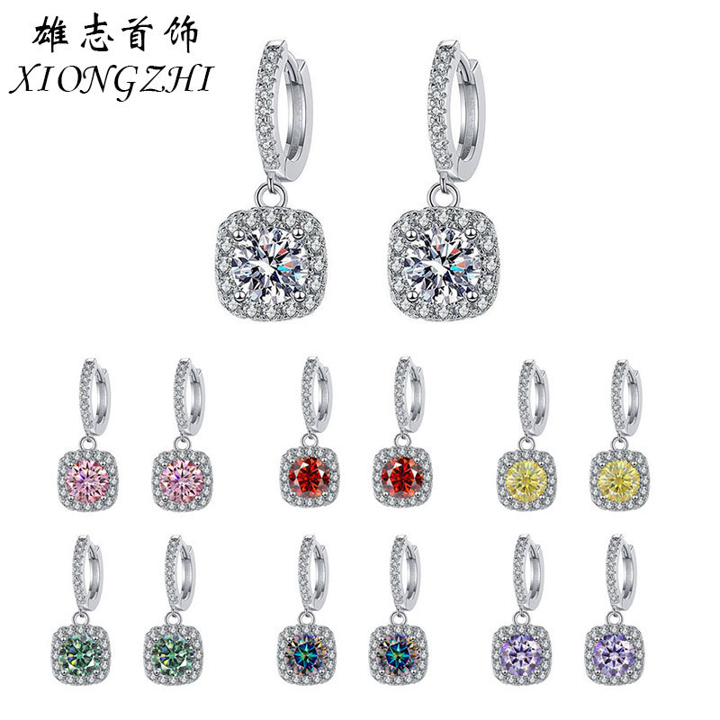 S925 Sterling Silver Luxury Square Bag Moissanite Earrings Niche Design Sense No Allergy No Fading Seiko Earrings