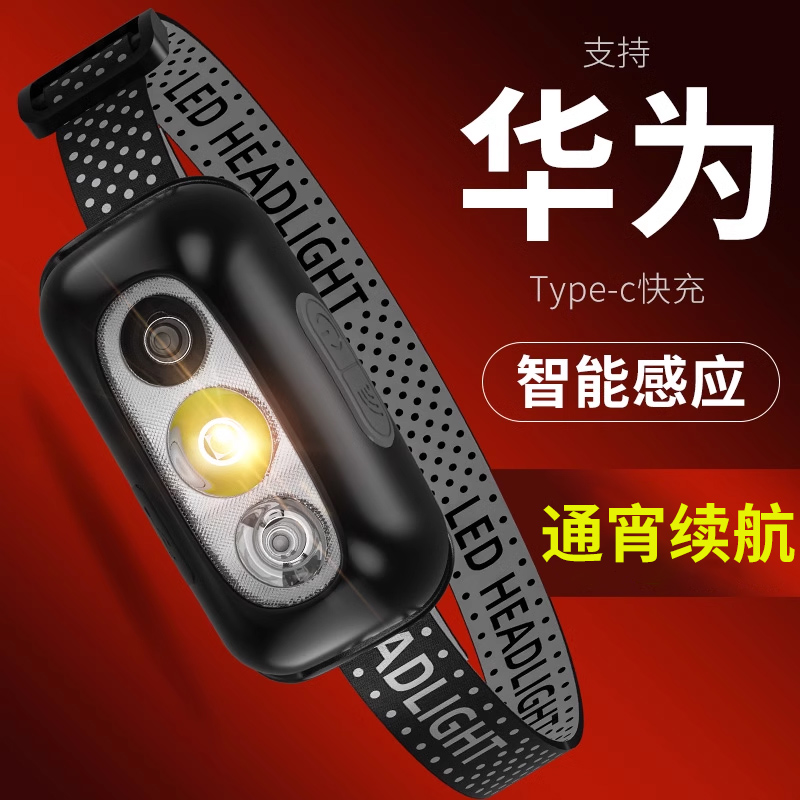 Headlight charging super bright head-mounted night fishing lighting outdoor ultra-long endurance ultra-light induction small flashlight