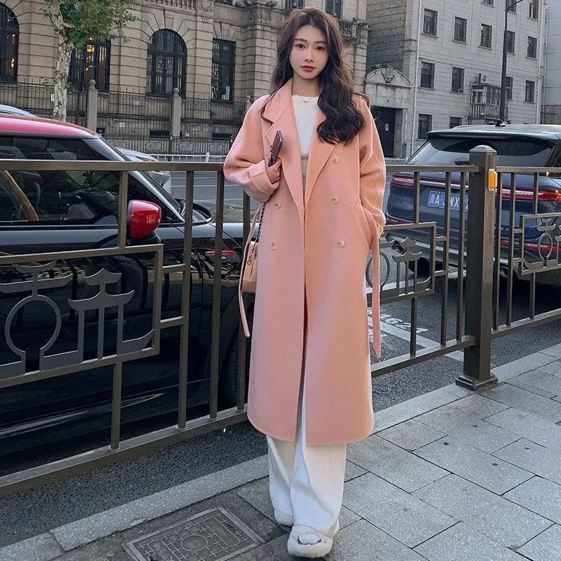 Picture of High-end Woolen Coat Women's Maillard Fashion New Double-breasted Design Autumn and Winter Woolen Coat Mid-length