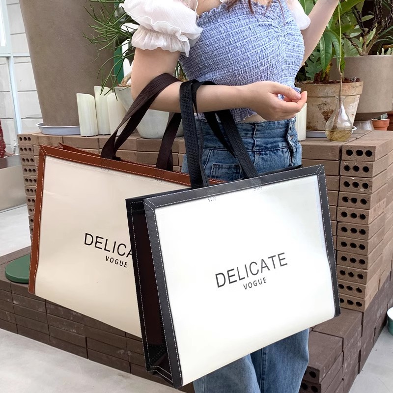 Internet Celebrated Clothing Store Film-covered Non-woven Shoulder-back Set Handbag Logo Clothes Bag Environmental Protection Big Brand Women's Bags