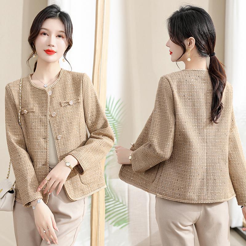 Mom's autumn coat elegant Chanel style middle-aged and elderly women's clothing spring and autumn fashion Noble short age-reducing Western style top