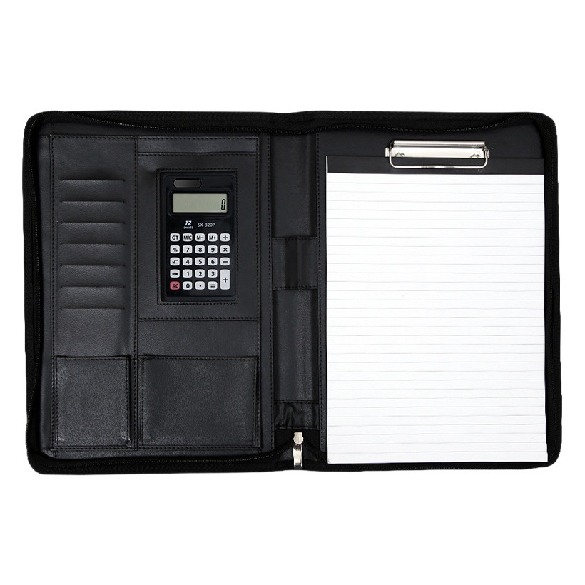 A4 manager folder multifunctional zipper bag notepad business briefcase leather sales contract document data storage