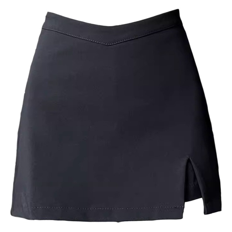 Black split skirt for women Spring 2024 New Sexy Hot girl hip skirt high waist slimming A- line skirt