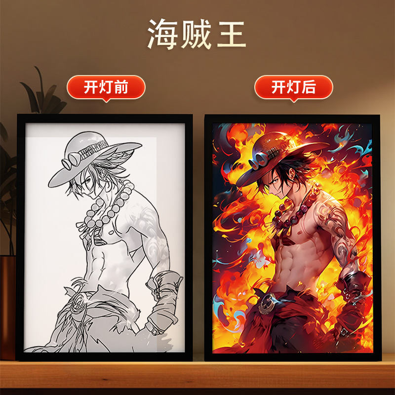 Picture of Carefully Selected One Piece - Luffy Light Painting Zoro Atmosphere Luminous Decorative Painting DIY Animation Creative Desktop Table