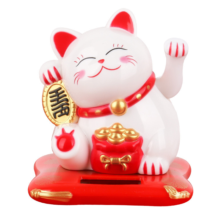Picture of 2.5 inch solar lucky cat trumpet Chinese waving cat decorations car interior decoration car ornaments home with the same style