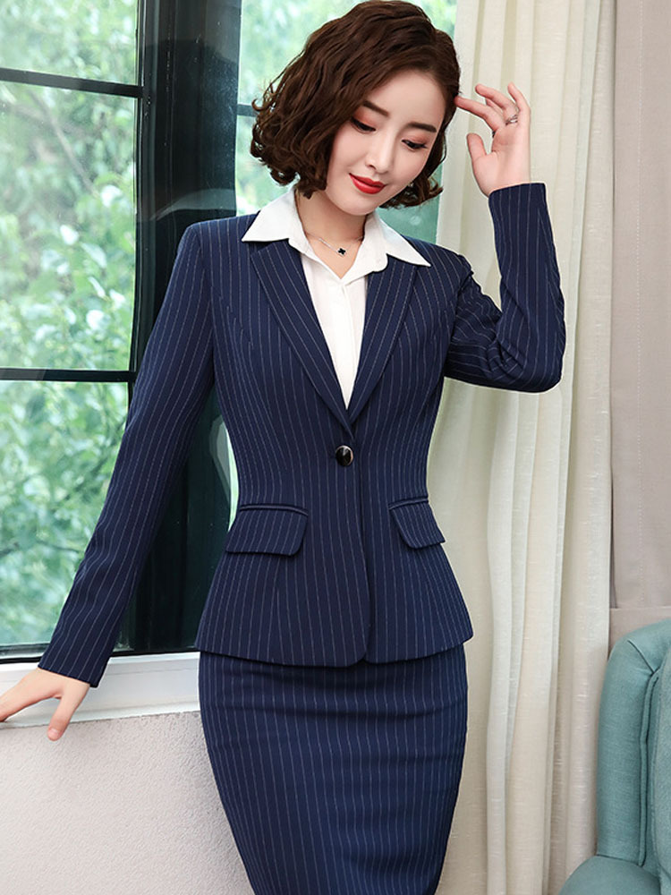 [Jewelry Store Uniform] Striped Skirt Business Suit Suit Women's Work Suit Formal Suit Women's Suit