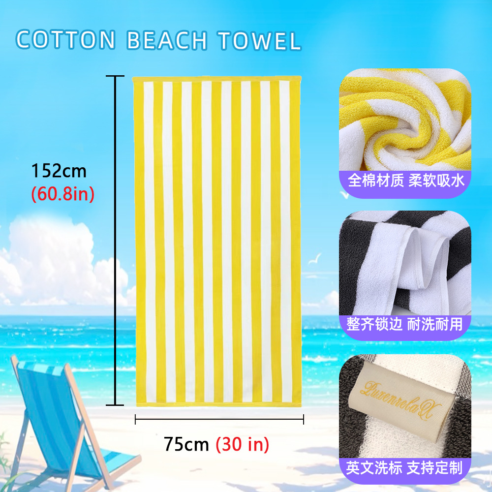 Picture of Foreign trade cotton beach towel wholesale European and American striped swimming bath towel cotton yarn-dyed 75*152 Amazon beach towel