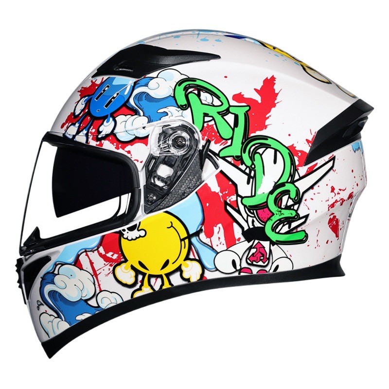 Jiekai double lens motorcycle helmet men's off-road running helmet electric car women's winter full cover cap full helmet