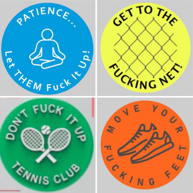 Picture of Cross-border creative new product inspire fighting spirit slogan tennis racket shock absorption fun slogan tennis racket silicone shock absorber