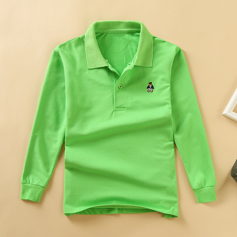 Picture of Children's long-sleeved polo kidsT-shirt 2025 spring and autumn pearl cotton cotton stretch breathable long-term goods