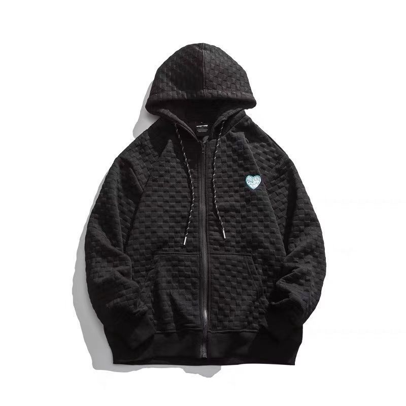 Picture of High Street Hiphop Waffle Heart Sweatshirt Women's Spring & Fall Loose Ins Lazy Style Thin Student Large Size Jacket