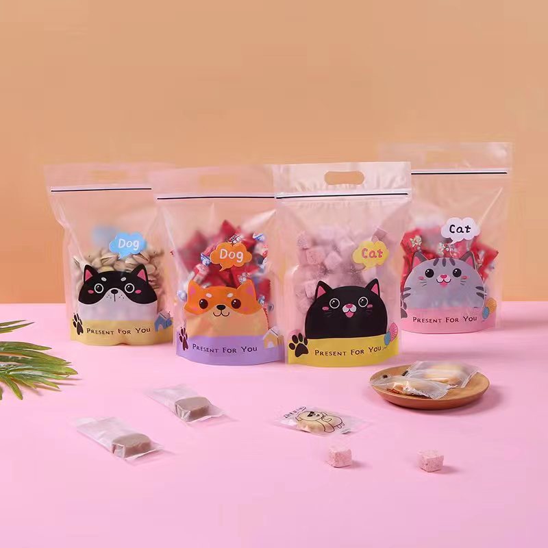 Picture of Little rabbit bear cute cartoon cookie bag snack food packaging bag nougat bag self-sealing zipper bag 50