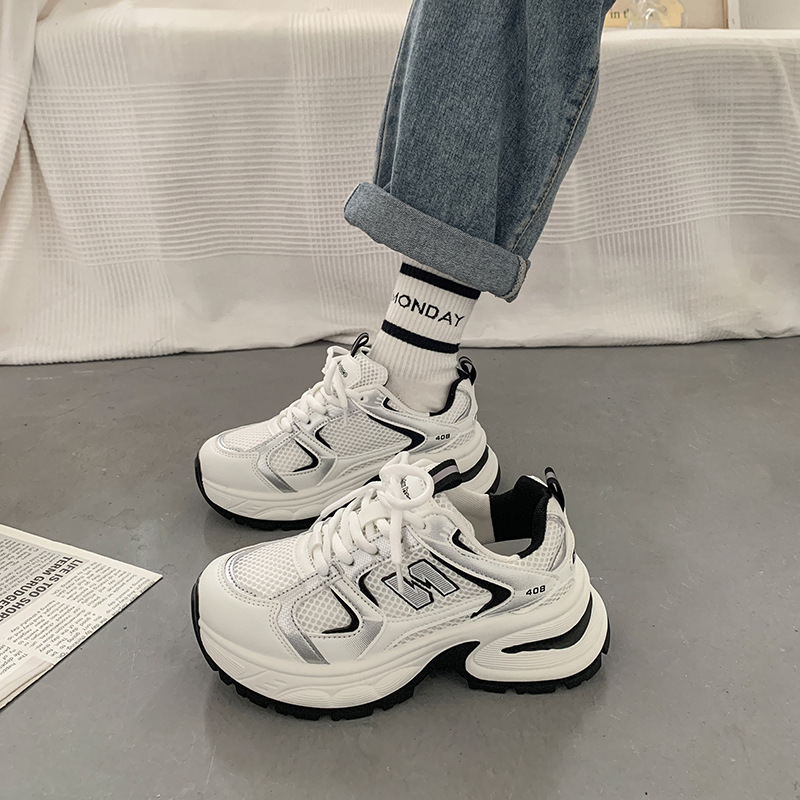 Explosions Street Thick-soled Torre Shoes Women's Elevated Ins Trendy 2024 New Spring and Autumn Mesh All-match Casual sneaker