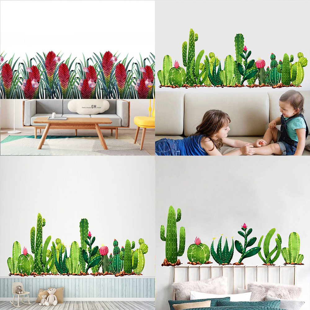 Kunshang Cross-Border New Scandinavian Plant Flower Cactus Wall Stickers Living Room Bedroom Kidsren's Room Decoration Ks6751