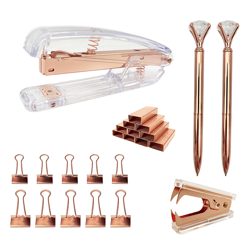 Amazon cross-border transparent rose gold stationery suit printable logo creative office supplies combination gift suit