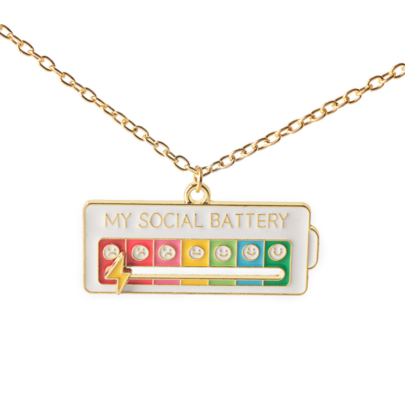 Picture of Cross-border hot selling cartoon creative emotion management adjustable mood expression keychain my social power necklace