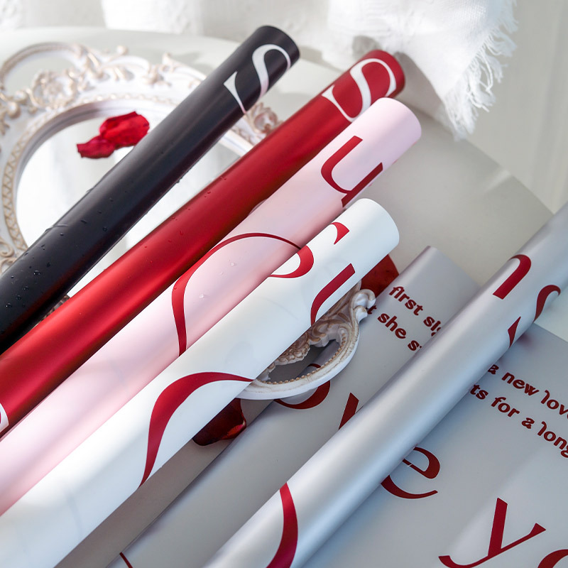Picture of New love you wrapping paper waterproof English wrapping paper small fragrant wind round bouquet paper handmade diy material batch