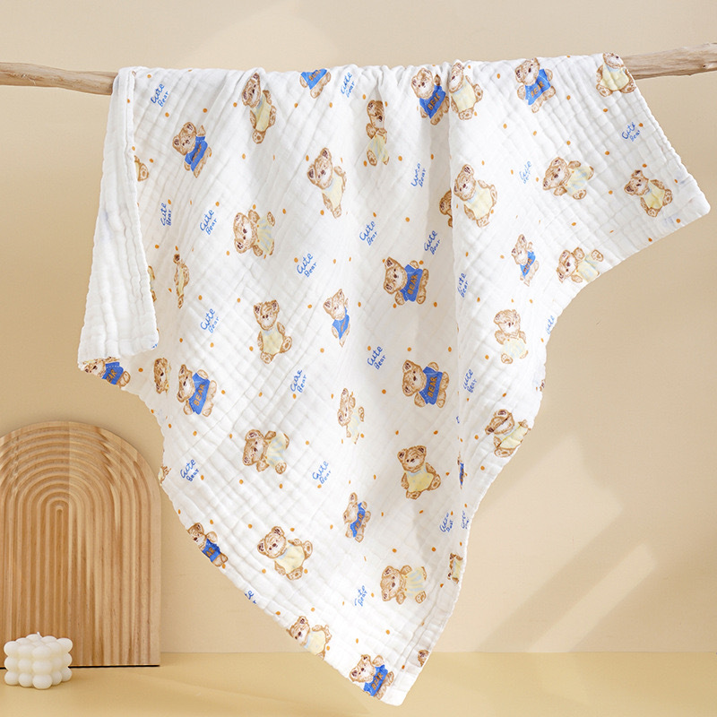 Baby Bath Towel, Children's Gauze Bath Towel, Cotton Baby Newborn Super Soft Absorbent Bath Blanket, Bath Towel Available in All Seasons