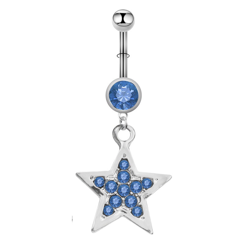 European and American Foreign trade body piercing belly dance jewelry belly button ring fashion stainless steel Star diamond belly button nail female