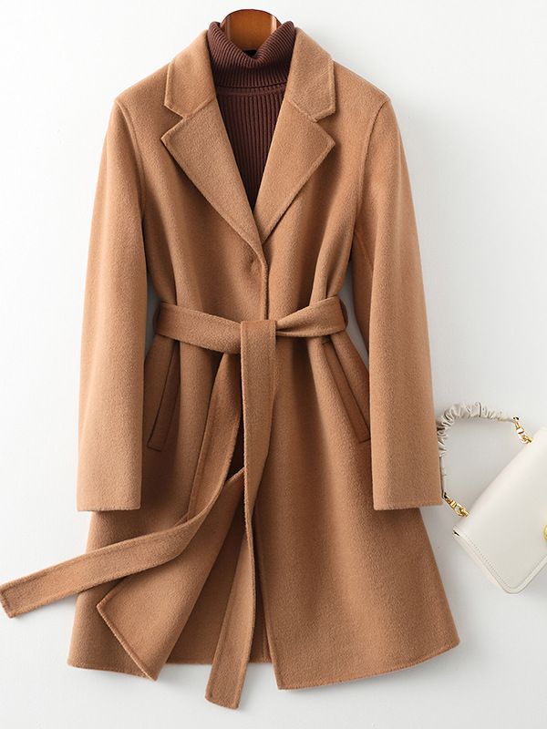 Picture of Double-Sided Cashmere Outwear for Women Mid-Length 2025 Autumn and Winter New Slim Fashion Classy Woolen Outwear for Small People