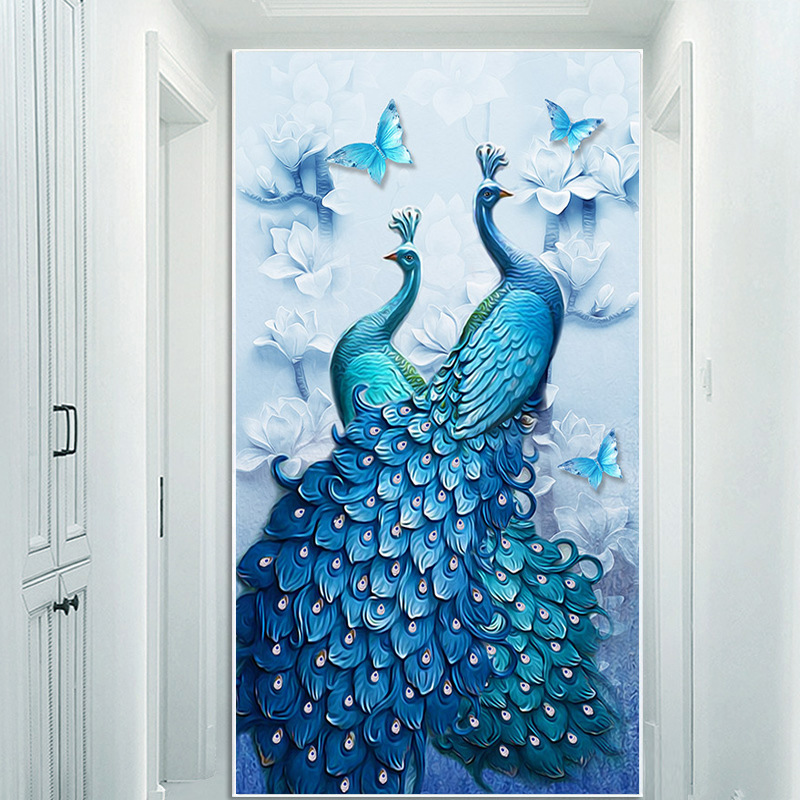 Diamond painting 2022 new living room full of drill Peacock drill cross stitch brick sticker 5d Crystal porch 2021