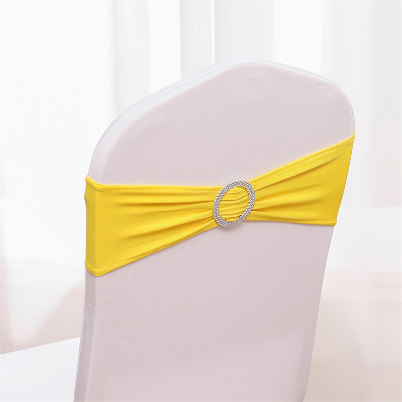 Picture of Backrest Flower Stretch Chair Cover Bow Banquet Decoration Free Wedding Ribbon Wedding Hotel Ribbon Stool Strap