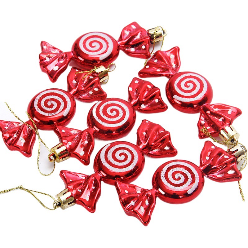 Cross-border Christmas bright painted flat sugar spiral candy pendant Christmas tree Christmas decorations pendant ornaments wholesale