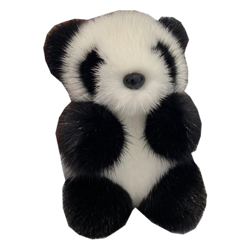 [Cute Little Panda] Waterproof Mink Hair Car Keychain Pendant Plush Doll Bag Hanging Birthday Gift
