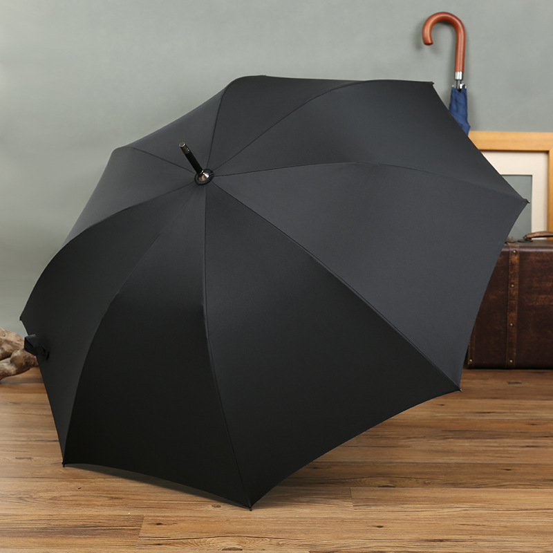 Picture of Solid wood curved handle 25 inch automatic business umbrella golf umbrella men's straight pole umbrella printed logo advertising umbrella