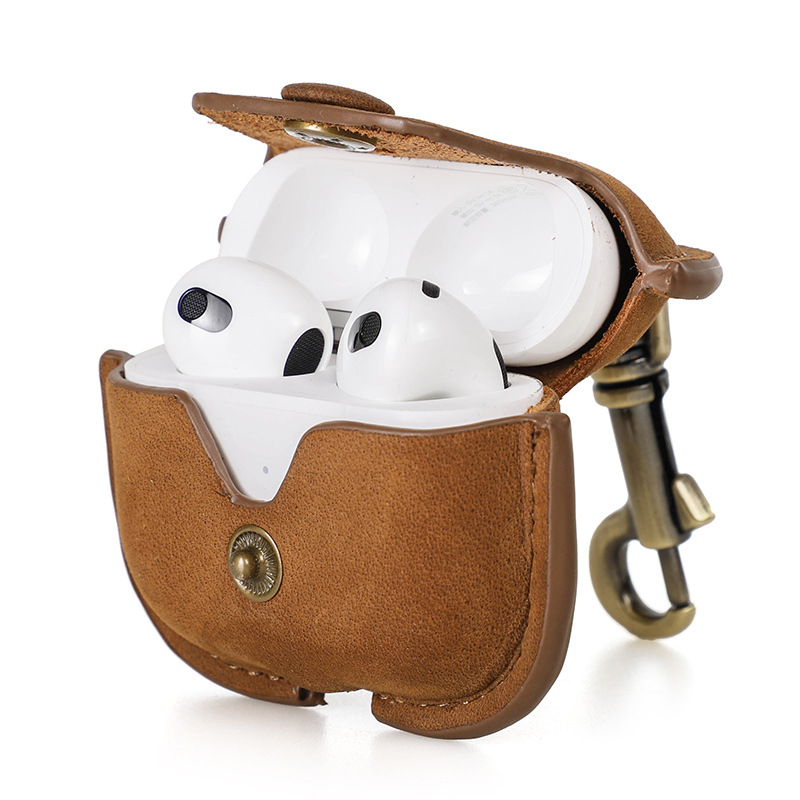 Picture of Suitable for airpods3 Protective Case Leather Hanging Buckle Portable Drop-resistant Apple Third Generation Bluetooth Headset Leather in stock