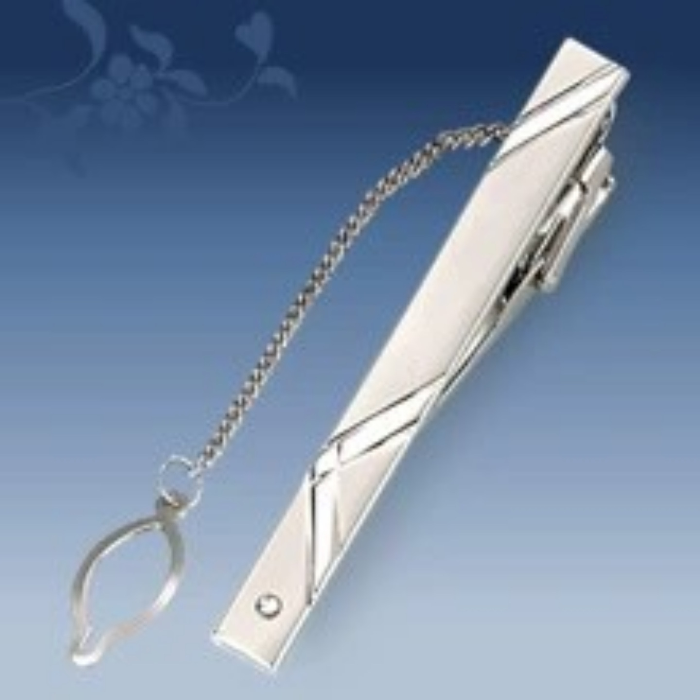 Picture of Metal tie clip men's suit chain 140 simple flower type business atmosphere with drill tie clip