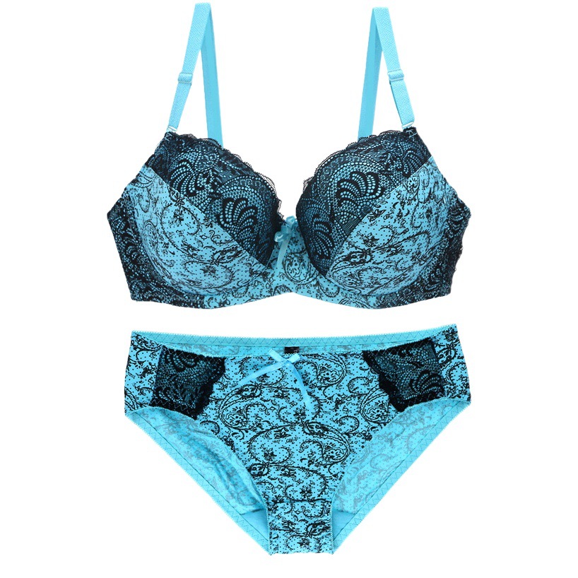 Foreign Trade Large Size Bra Set Printed Lace Intimates Set Dunhuang Amazon Popular Cross-Border Intimates Bra