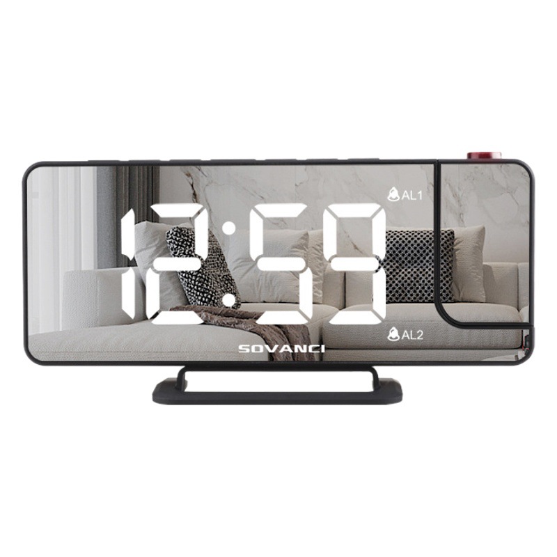 Cross-border new projection alarm clock LED large screen display mirror digital display electronic desk clock USB charging electronic clock
