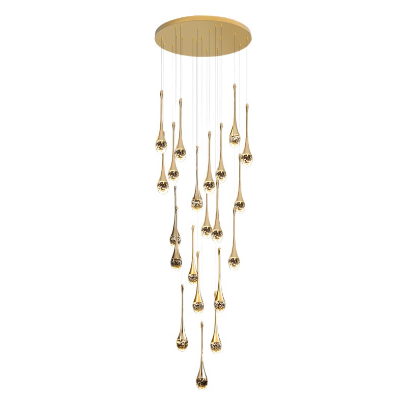 Modern Minimalist Stair Chandelier Creative Soft Light Duplex Chandelier Restaurant Villa Rotating Staircase Long Chandelier