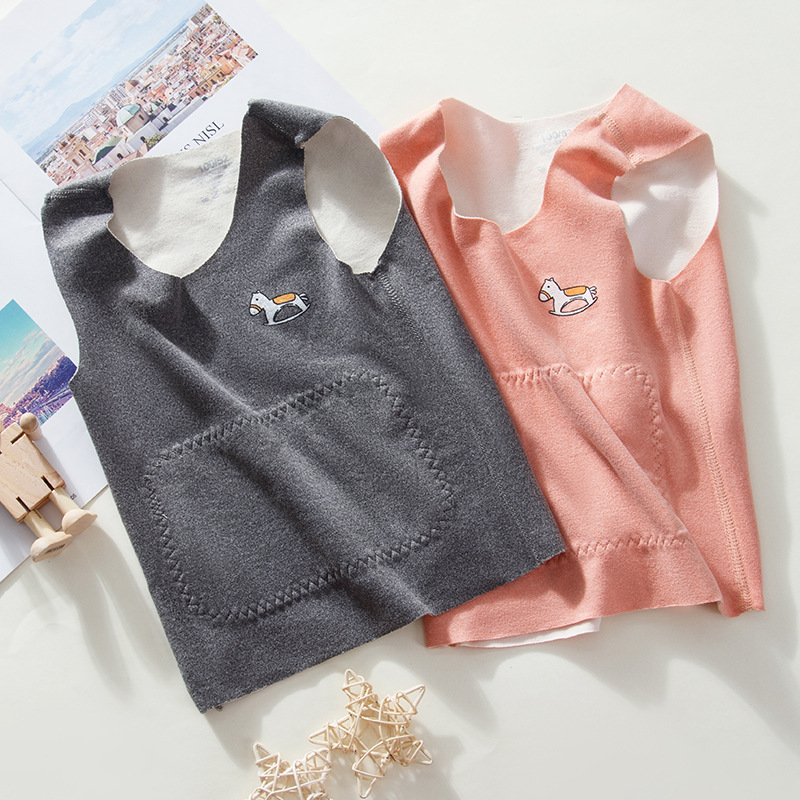 Picture of Autumn and Winter Children's warm vest boys seamless AB face girls wear patches belly base vest wholesale