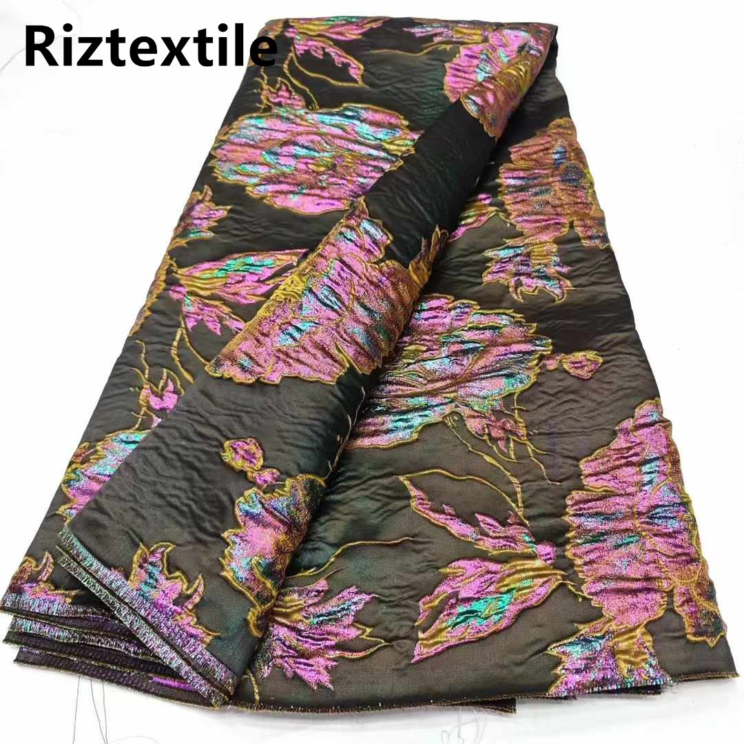ethnic style color relief sense plant flower jacquard fabric high-grade hanfu dress jacquard lace