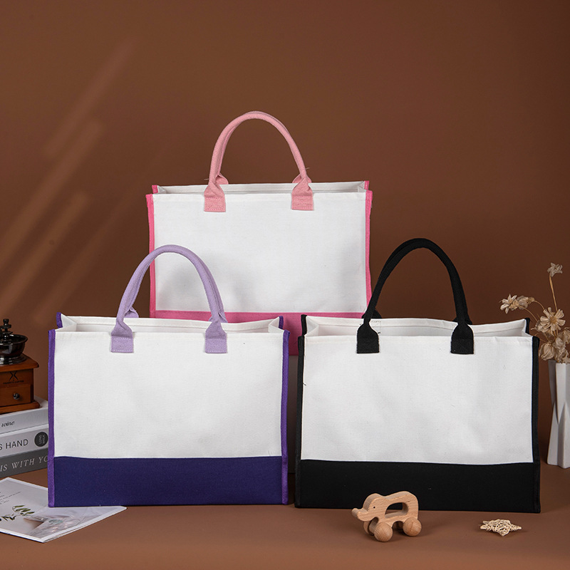 Picture of Tote bag custom color stitching canvas bag thickened three-dimensional coated canvas bag advertising gift shopping bag custom