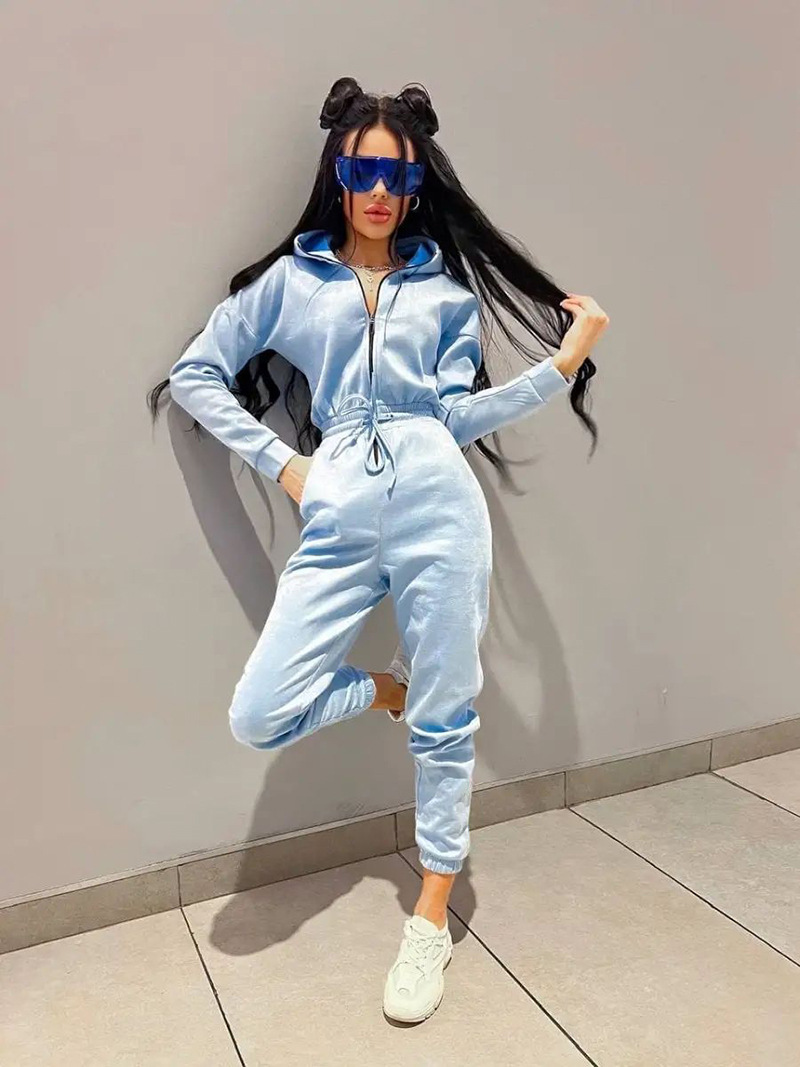 Picture of Cross-border Best Selling 2024 Amazon ebay Sports Casual Women's Clothing Hooded Rope Leg Jumpsuit suit