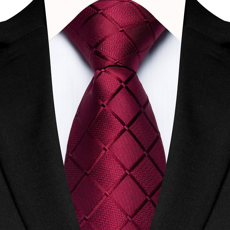 Picture of Men's Tie Polyester Jacquard Fabric Dress Business Stripe Red Wedding Groom Best Man Hand Tie Tie