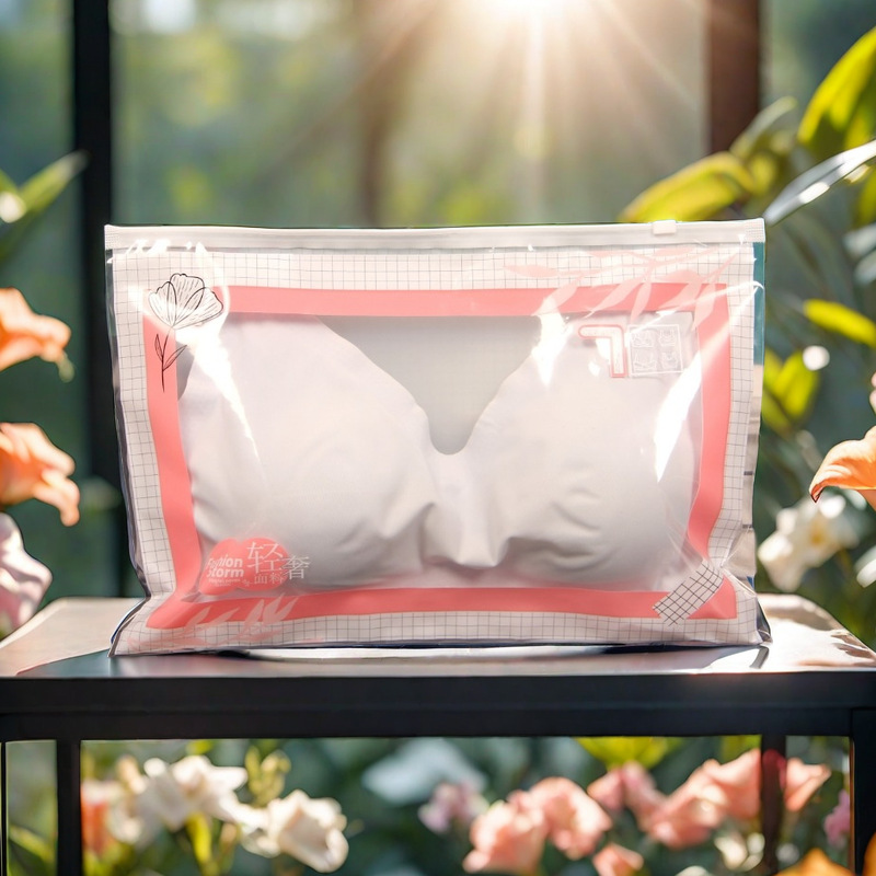 Picture of Bra packaging bag tube top beauty back bra zipper bag body shaping underwear integrated vest transparent bag horizontal pull bag