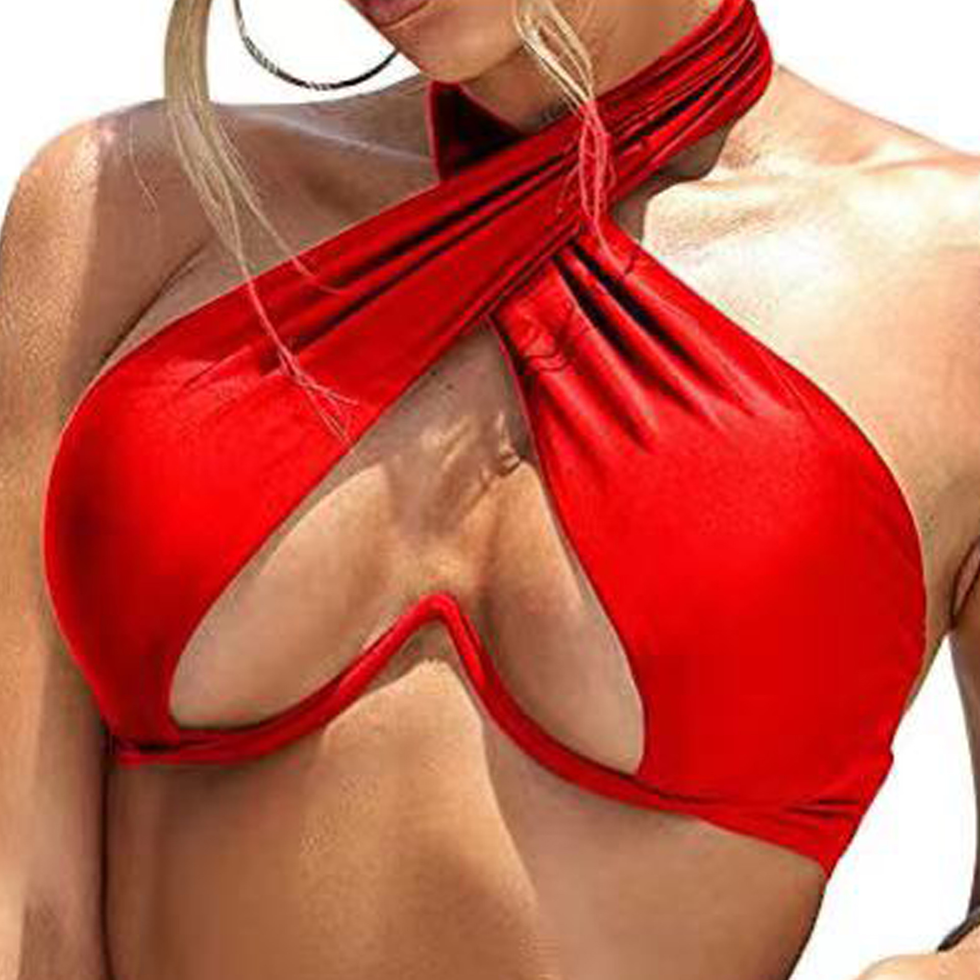 New Cross-Border Swimming and Wading European and American E-Commerce Multi-Color Underwire One-Piece Bikini Top with Multiple Ways to Wear