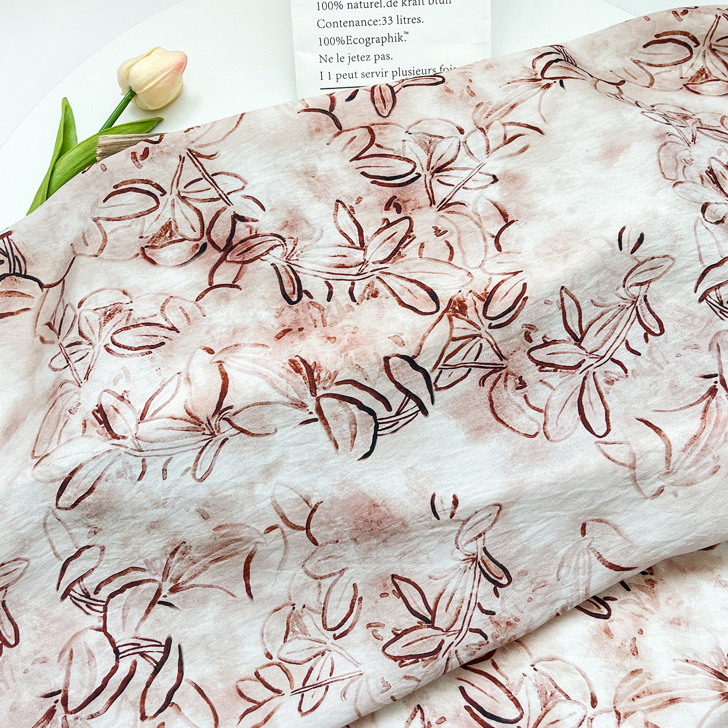 Chinese Style Line Flower New Chinese Digital Printed Fabric Brocade Cotton Fabric Cheongsam Dress Top Han Dynasty Fabric