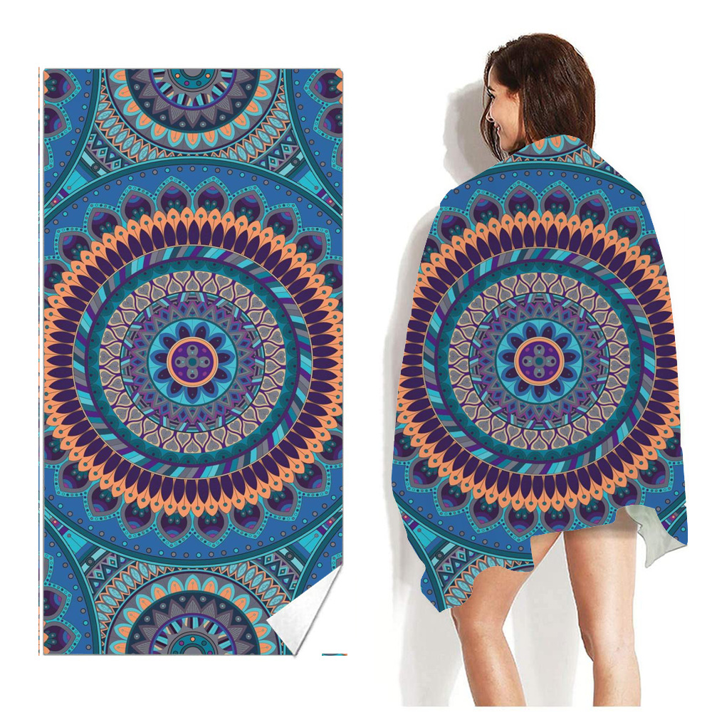 Picture of New Cross-Border Amazon European and American Double-Sided Velvet Quick-Drying Bath Towel Customizable Printed Towel Beach Swimming Beach Towel