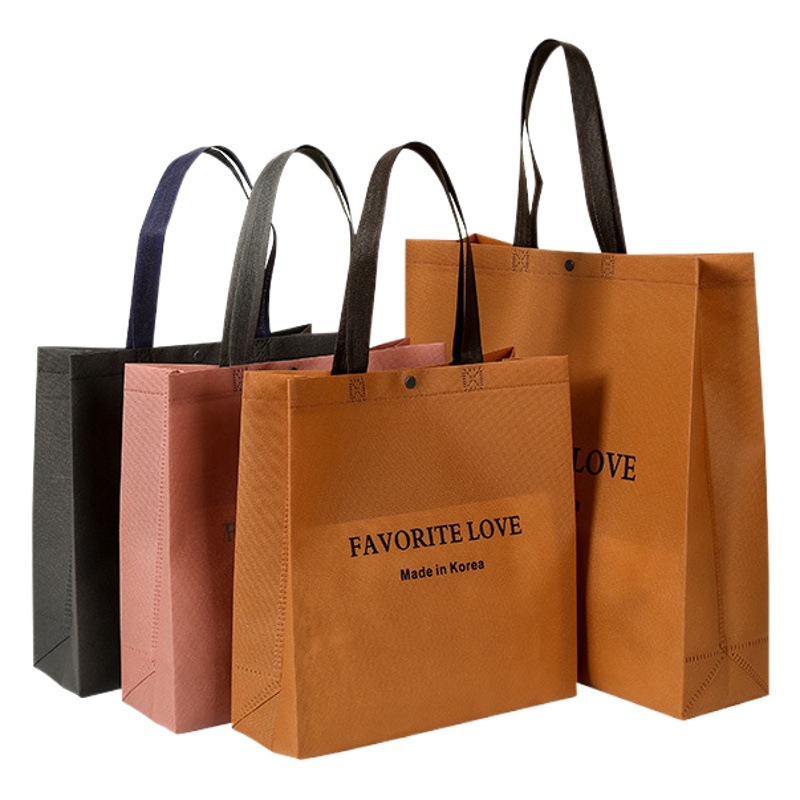 Non-woven bag gift clothing store handbag snap button hot pressing shopping bag coated non-woven bag custom l printed ogo