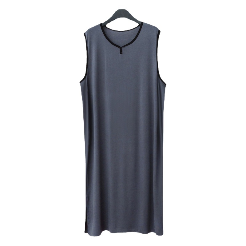 Modal 001 Pajamas Men's Long Vest Casual Loose All-in-One Large Size Home Clothes Bathrobe Dress