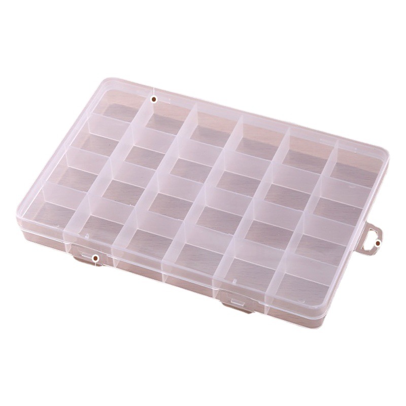 Fixed 24 grid storage box transparent plastic PP box jewelry fishing gear beaded finishing accessories packaging box wholesale